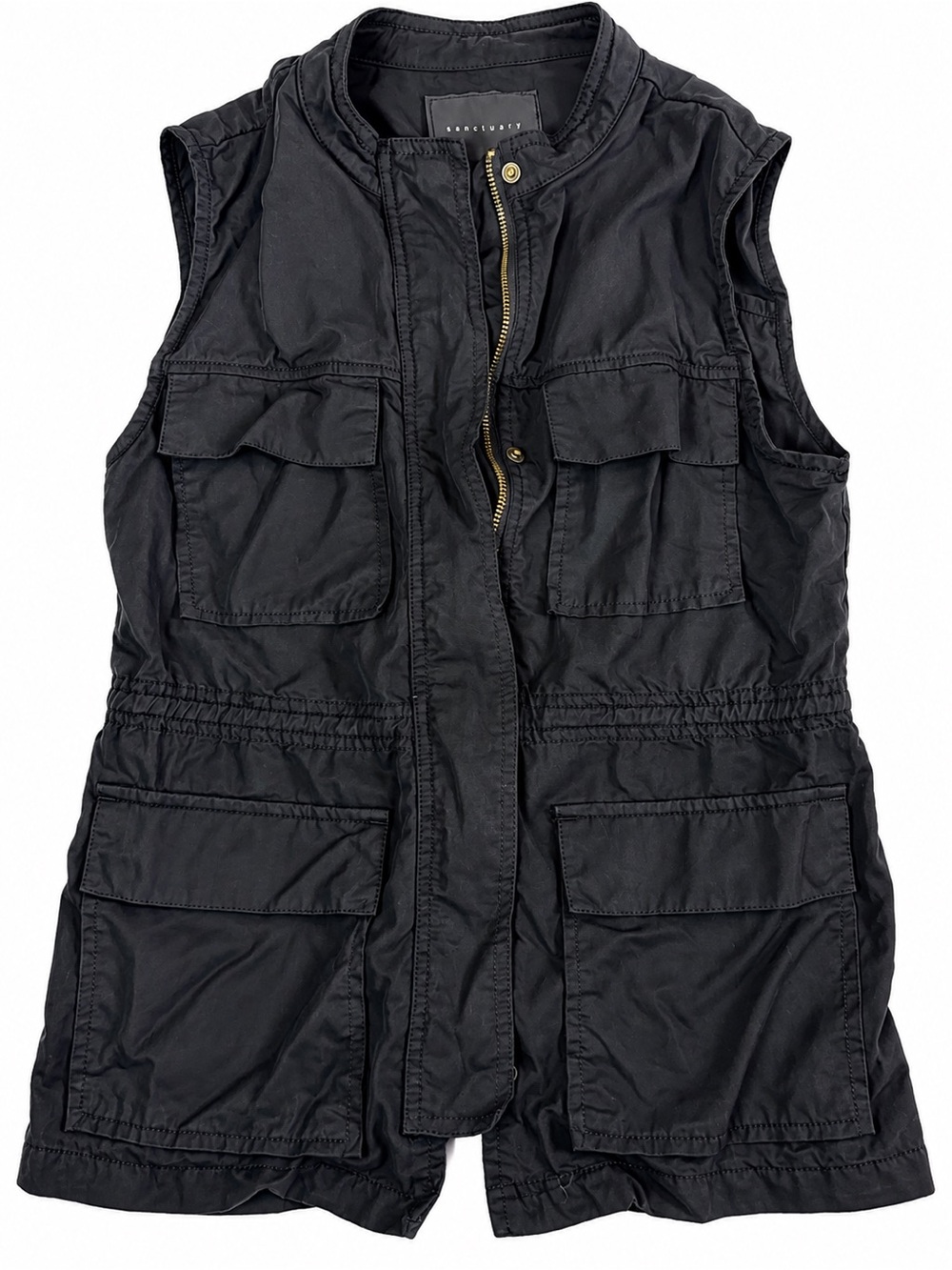 Sanctuary Black Utility Cargo Vest Tencel Size Small